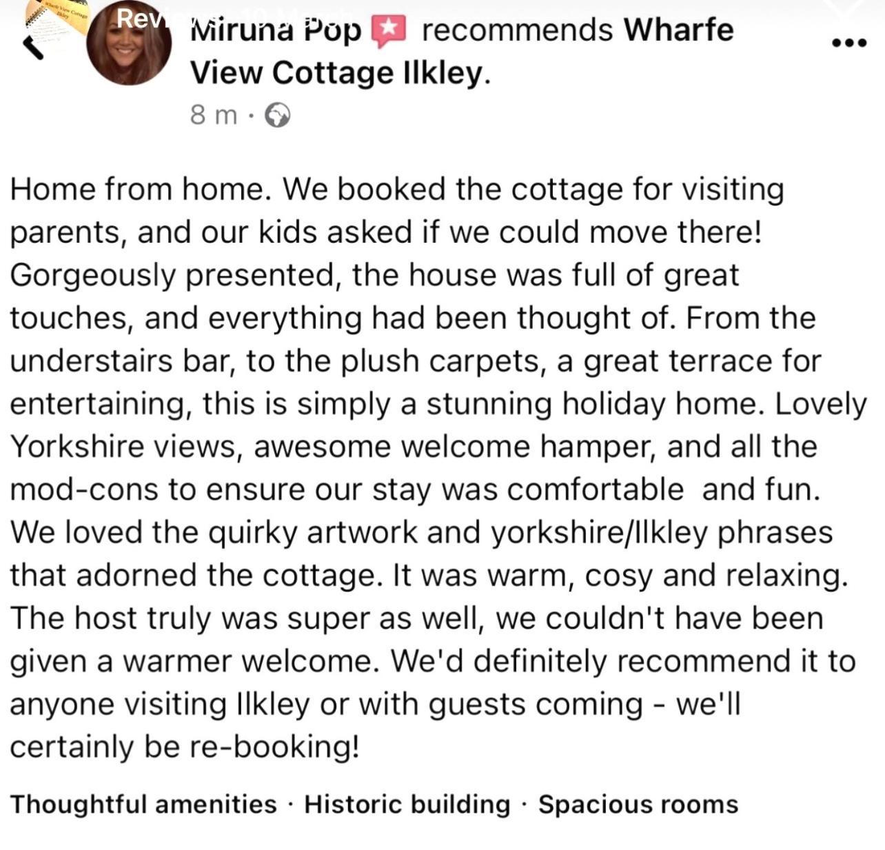 Wharfe View Cottage Илкли Екстериор снимка